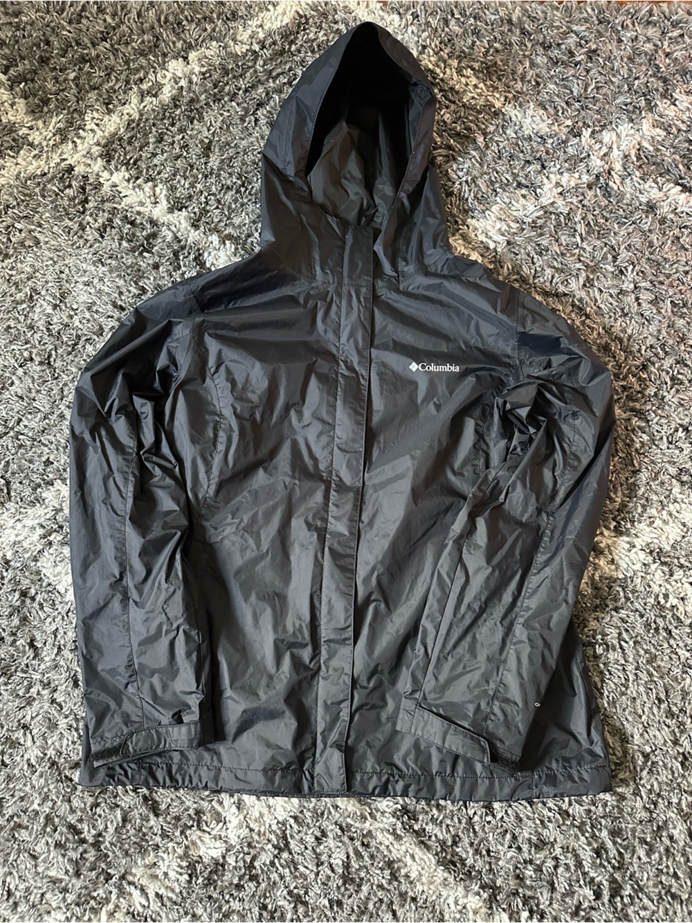 Columbia Black Lightweight Hooded Rain Shell